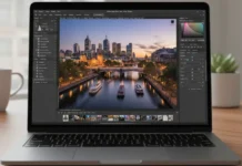 How to integrate Lightroom Exports with Images on Mac? Lightroom editing interface open on MacBook