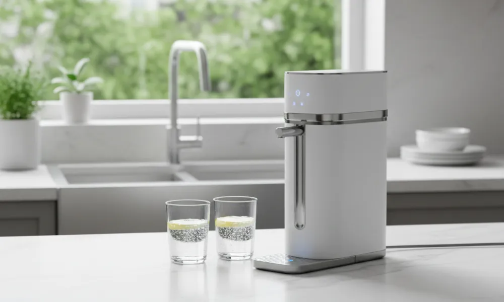 Modern water purifier placed on kitchen