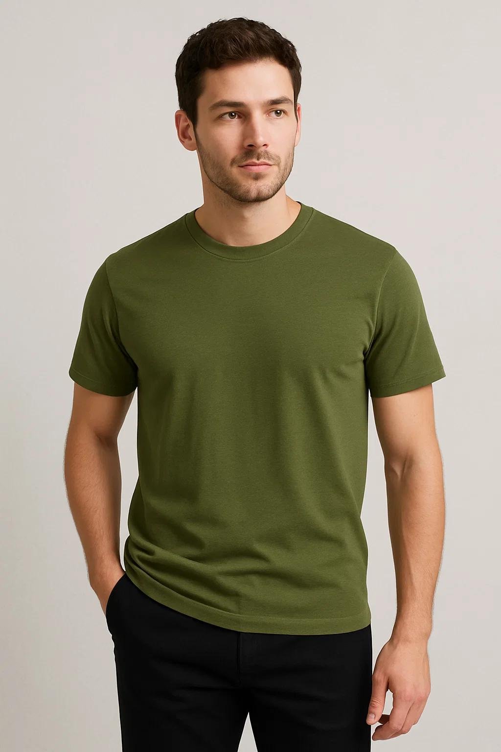 Olive green shirt with black pants style