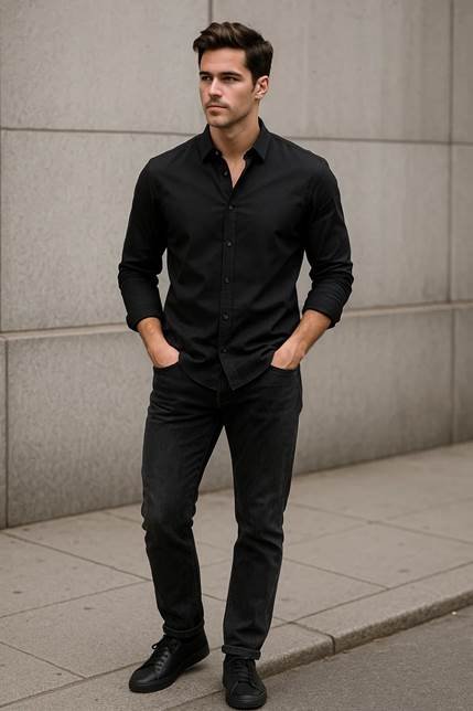 Black Jeans and Black Shirt