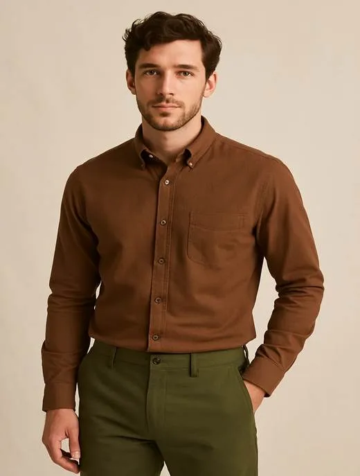 Brown Shirt with Olive Green Pants Style