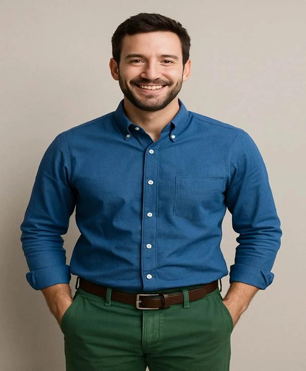 Green Pant Blue Shirt Outfit Green pants with blue shirt