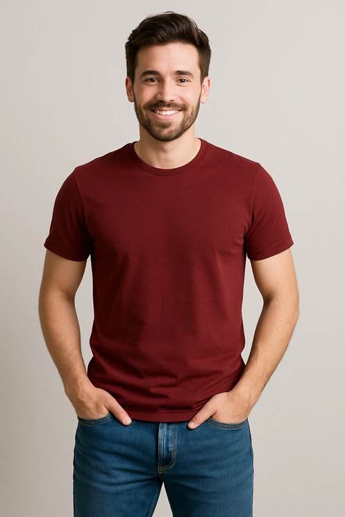 Maroon shirt with blue jeans outfit