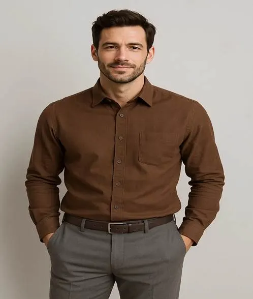 Brown Shirt with Grey Pants Combination