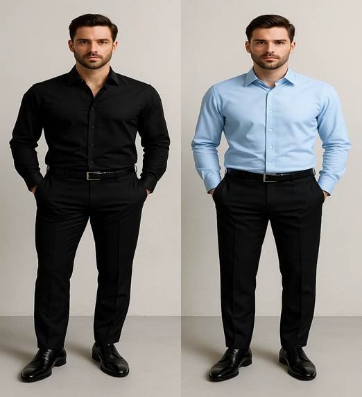 Black Pants with Pastel Shirt Combination