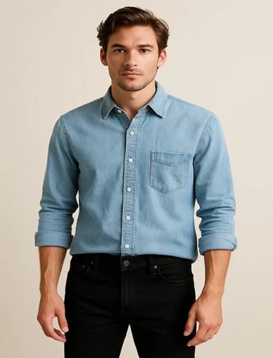 Black Jeans with Denim Shirt