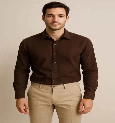 Brown Shirt with Beige Pants Outfit