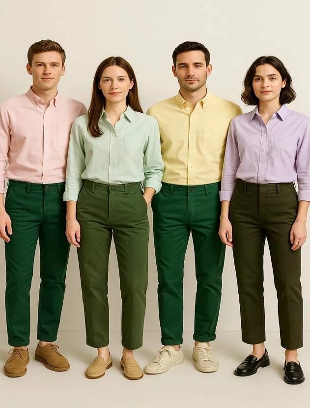 Green Pant Pastel Shirt Style Green pants pastel shirt combo