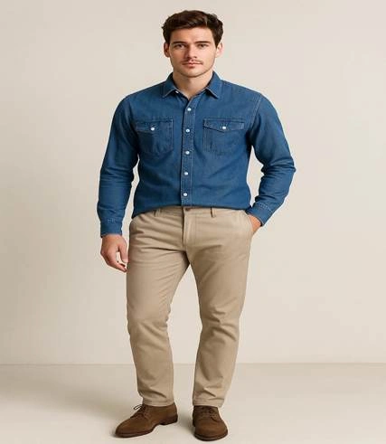 Denim shirt with stylish pants