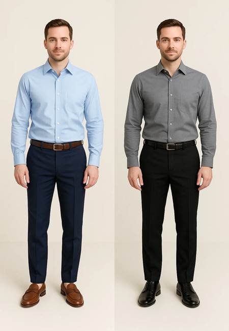 Grey Shirt with Black Trousers for Men