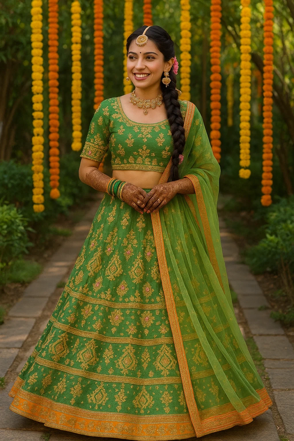 Traditional Mehendi Outfits for Bride