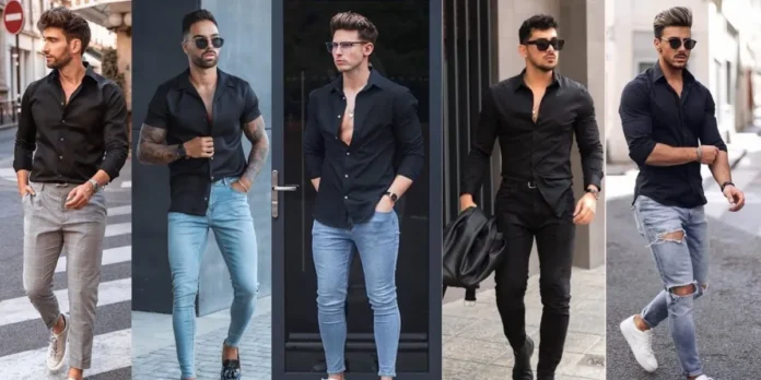 Black Shirt Combination with jeans Black jeans stylish outfit combination