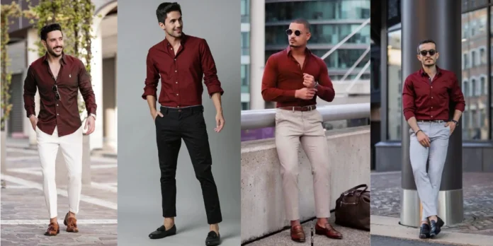 Trendy maroon shirt outfit combinations Maroon Shirt Combination